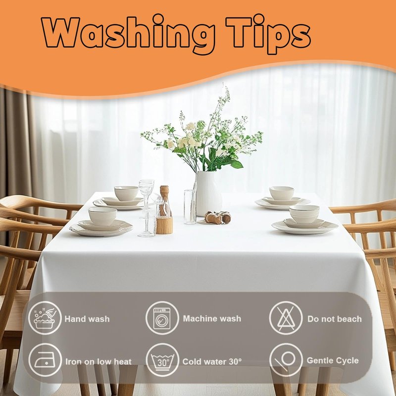 TWINPRET Rectangle Tablecloth 60 x 102 Inch, White Waterproof Washable Polyester Table Cloth - Stain & Oil Resistant Rectangular Table Cover for Banquet & Party (Fits 6 Foot Tables) [2 Pack]