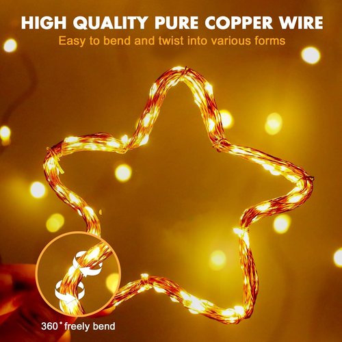Edew Fairy Lights Plug in, 99ft 300 LED Fairy Lights Warm White Copper Wire Waterproof Starry String Lights for Indoor Outdoor Patio Garden Bedroom Wedding Christmas Festival Decoration