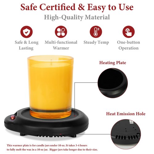 Dialan's Candle Warmer Wax Melter, Warmer Plate for Candle Jar, Wax Cubes Melter, Warmer Plate, Electric Coffee Mug Warmer, Tea or Various Beverages Warmer, for Home, Office Desk, etc(Black)
