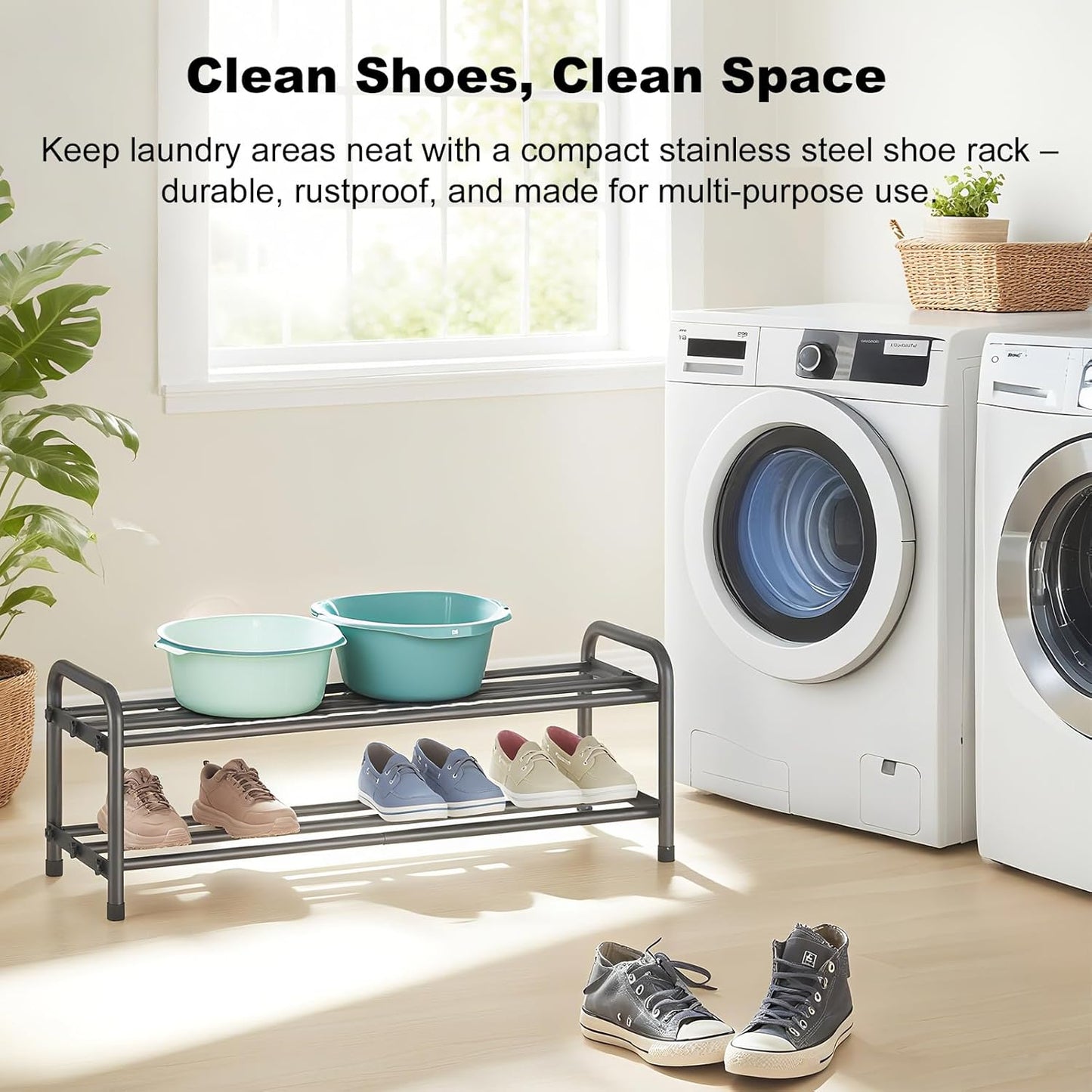 KANAV 2-Tier Expandable Shoe Rack - Adjustable Organizer for Small Spaces | Durable Storage for Entryway & Bedroom