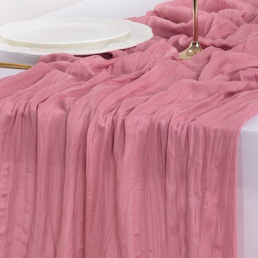 Socomi 3pcs Mauve Summer Cheesecloth Table Runner Boho Rustic Gauze 120 inch 10FT Cheese Cloth Sheer Runner for Wedding Party Baby Shower Birthday Home Decor Holiday Decorations