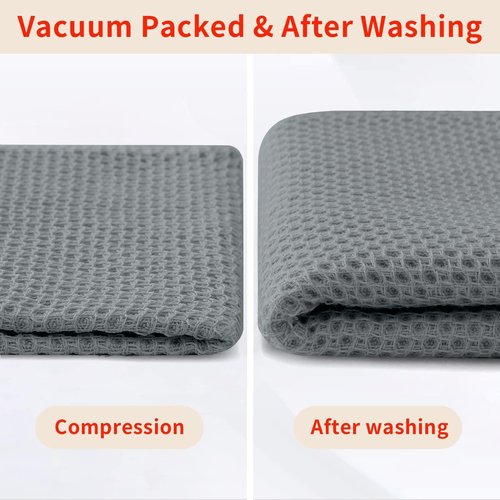 Homaxy 100% Cotton Waffle Weave Kitchen Dish Towels, Ultra Soft Absorbent Quick Drying Cleaning Towel, 13 x 28 Inches, 8-Pack, Grey