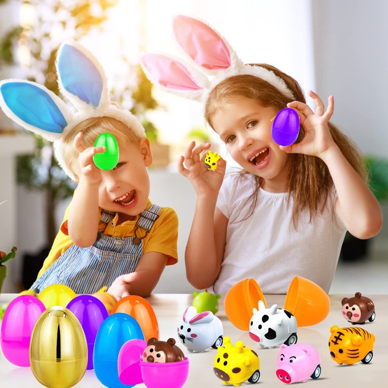 24 Pack Pull Back Animal Vehicles, Mini Animal Pull Back Car Toys for Toddlers 1-3, Baby Car Toys for 12-18 Months, Birthday Gift Party Favors Classroom Prizes Goodie Bag Stuffers for Boys Girls Kids