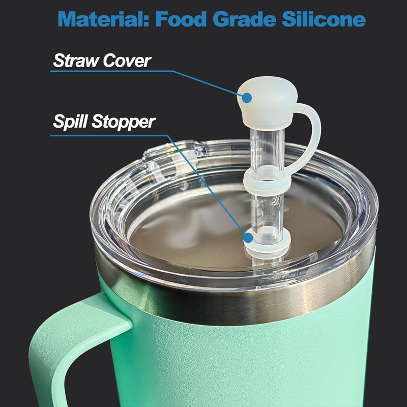 LUOLAO Silicone Spill Stopper Compatible with YETI Straw Cup, Mug Tumbler Accessories Including 2 Straw Cover Topper Cap, 2 Leak Proof Stopper