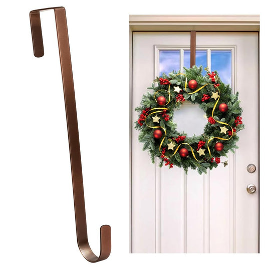 12” Wreath Hanger Over the Door Hooks, Non Scratch Wreath Door Hanger Hooks for Hanging Welcome Sign, Metal Wreath Hangers for Front Door Décor, Thin Door Hanger for Easter Halloween Home Decoration