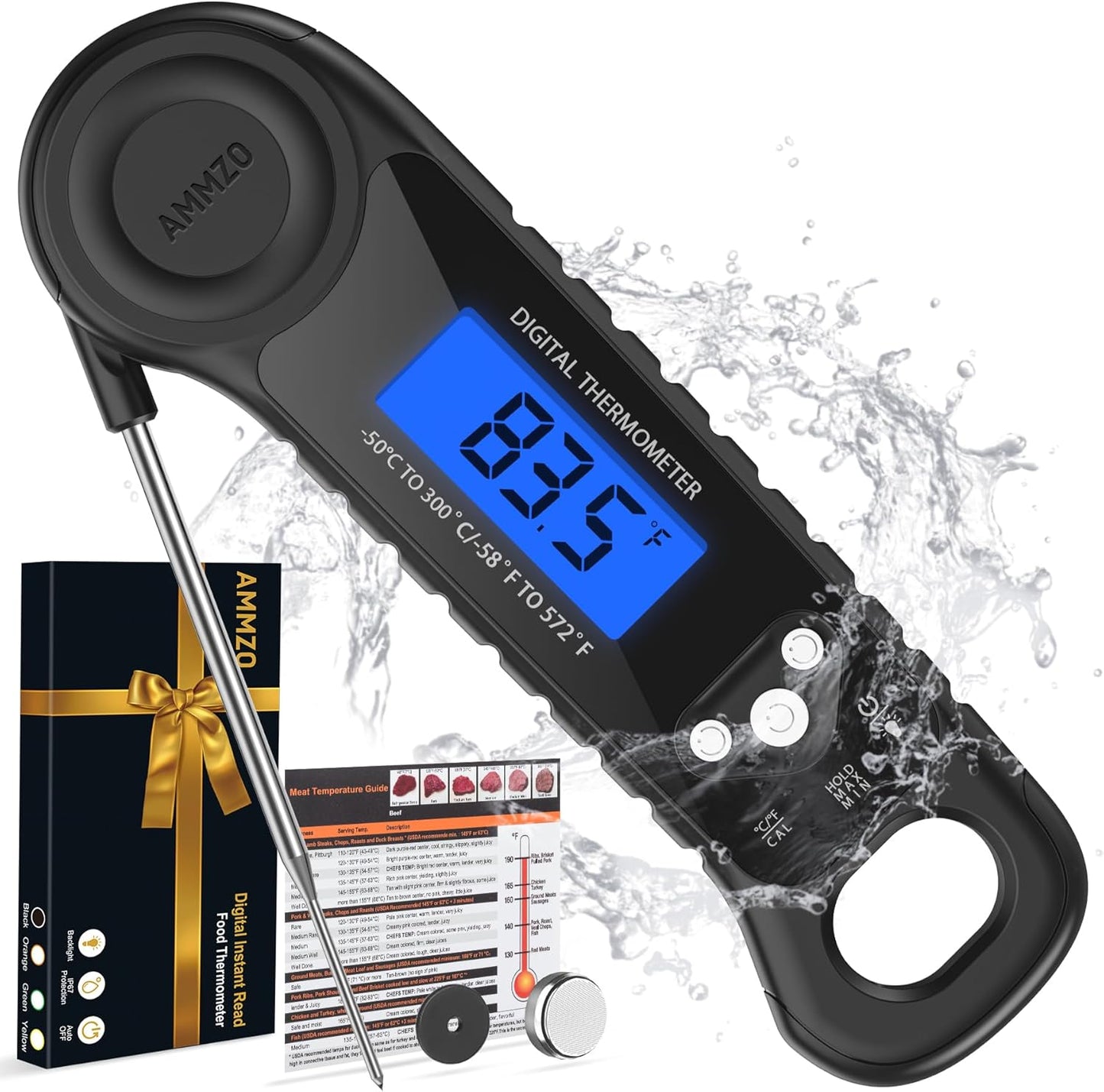 AMMZO Digital Meat Thermometer - Instant Read Cooking & Grilling Tool | Essential Kitchen Gadget