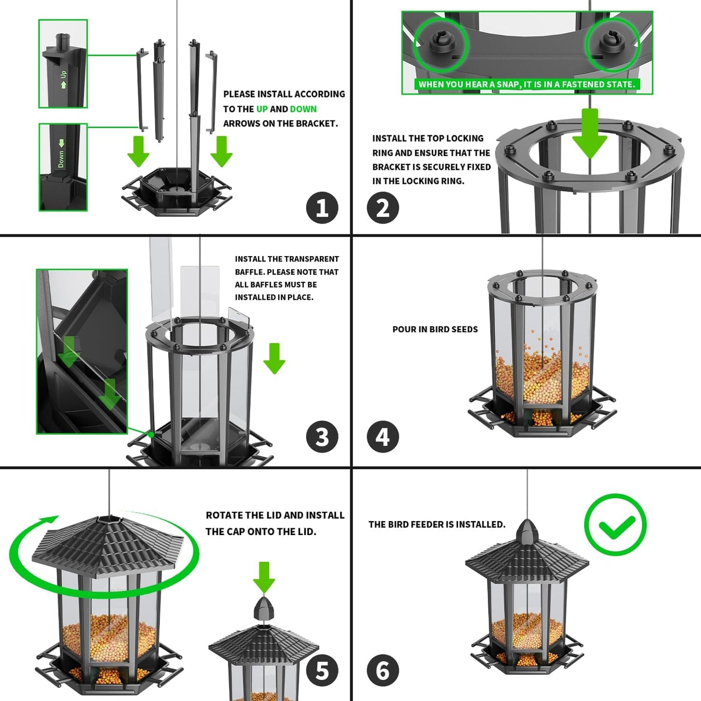 Birdream Bird Feeders - 2 Pack Outdoor Hanging Retro Pagoda Design for Attracting Wild Birds