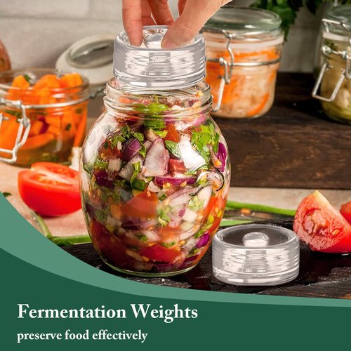 Fermentation Glass Weights with Easy Grip Handle for Mason Jars, Lead-Free, Washable (4 PCS)