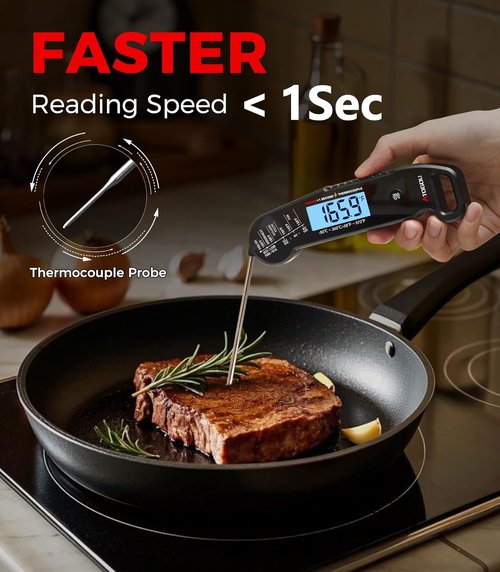Atogou Meat Thermometer - Professional Instant Read Food Thermometer | Waterproof, ±0.5℉ Accuracy, Black
