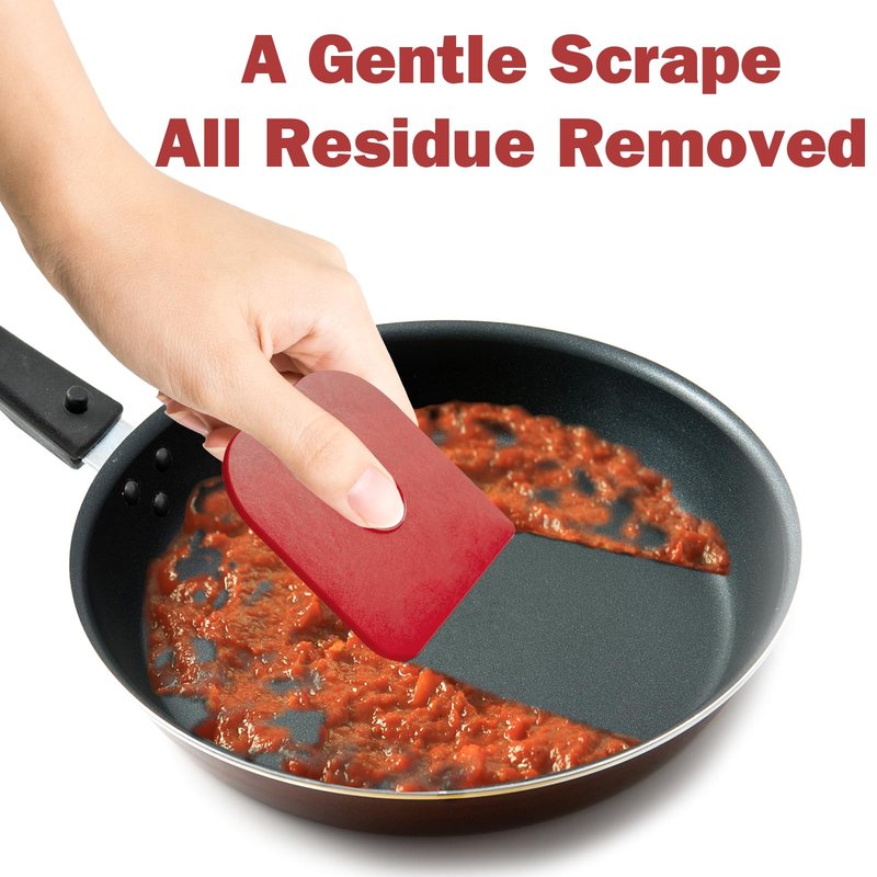 Pan Scraper, 5 Pcs Pot Scraper Plastic, Pot Scraper Non Scratch for Cast Iron, Pot and Pan Cleaning, Sturdy Scraper Kitchen Tool, Red
