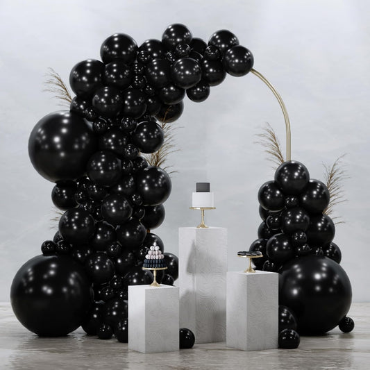 PartyWoo Black Balloons - 128-Piece Arch Kit with 18", 12", 10", 5" Sizes for Events & Celebrations