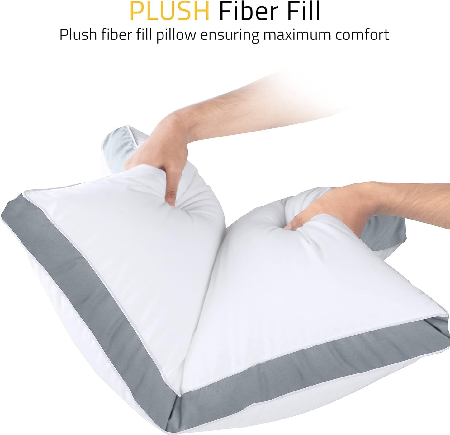 Utopia Bedding Queen Size Bed Pillows - Soft & Fluffy Down Alternative | Cooling Gusseted Set of 2 (Grey)