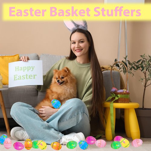 Blvochnnt 48 Pcs Fillable Easter Eggs,Plastic Empty Eggshell Hangable Egg Bulks for Easter Hunt,Filling Treats,Party Favor,Basket Stuffers,Classroom Prize Supplies,2.36 inch,Printed Bright Colors