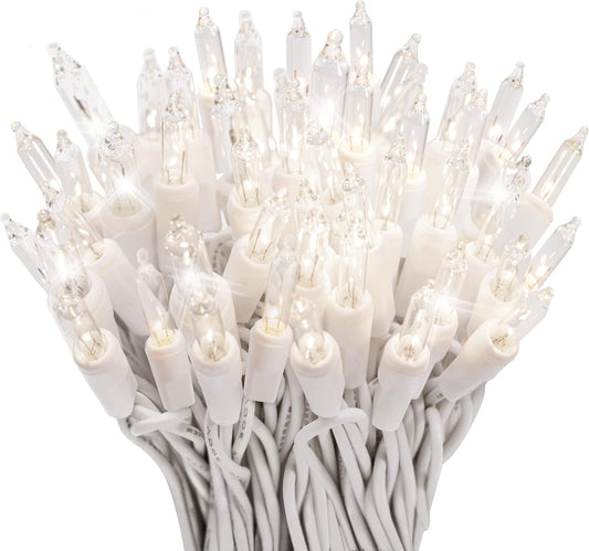 612 Vermont Clear Christmas Twinkle Lights - 100 Lights on White Wire | Indoor/Outdoor Use, 20.6' Lighted Length