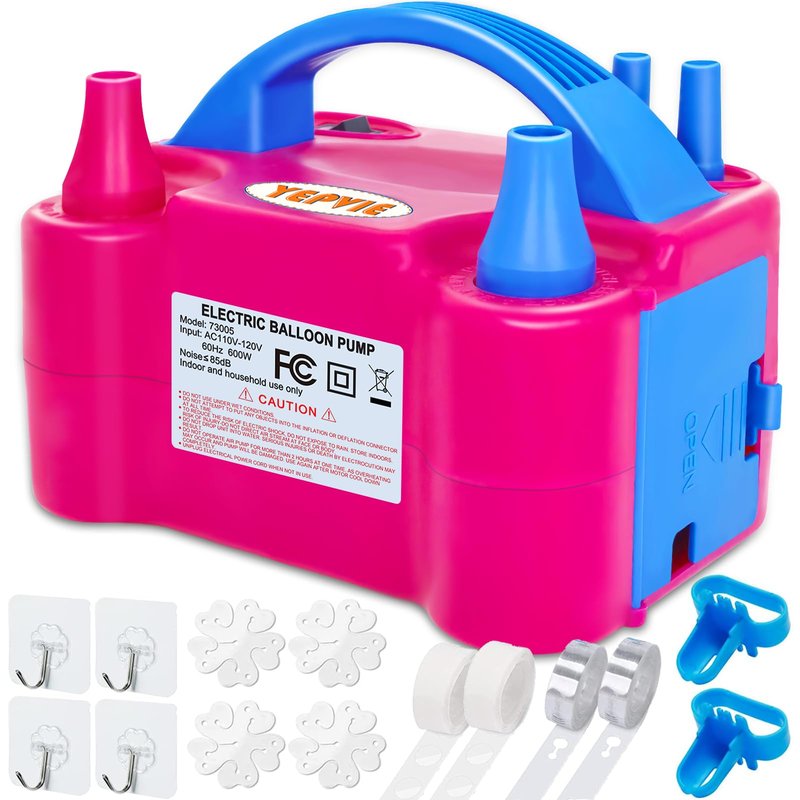 YEPVIE Electric Balloon Pump, Portable 2 Modes Balloon Blower Machine with 14 Balloon Arch Kits, Air Pump for Balloon, Ballon Inflator for Party Decoration
