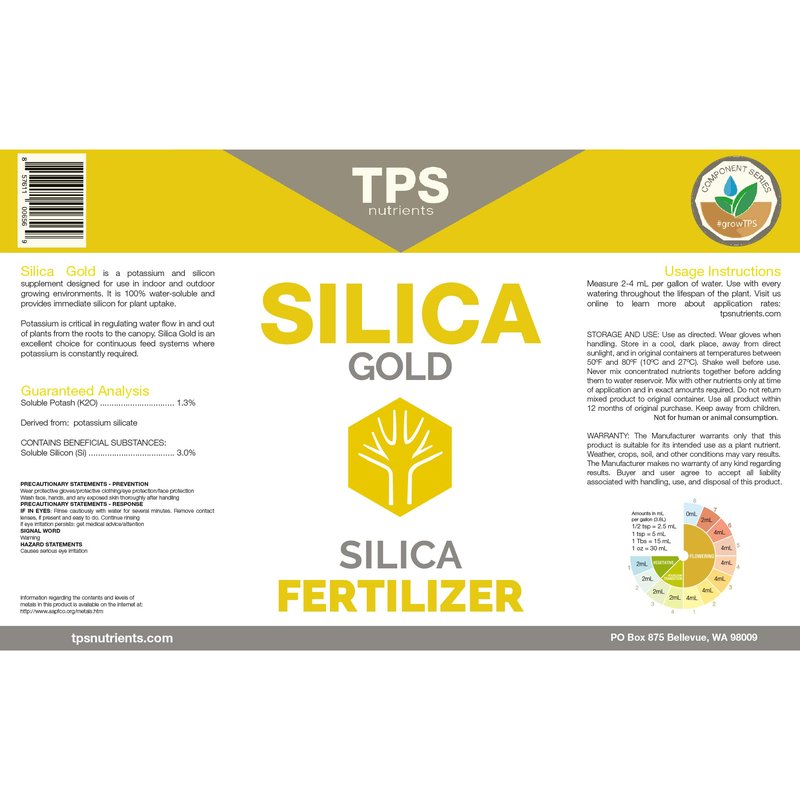 TPS NUTRIENTS Silica Gold Plant Strength Nutrient and Supplement with Bioavailable Silicon 1 Quart (32 oz)