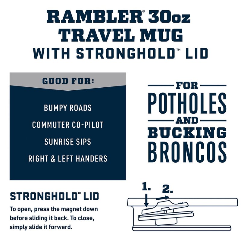 YETI Rambler 30 oz Travel Mug, Stainless Steel, Vacuum Insulated with Stronghold Lid, Big Sky Blue