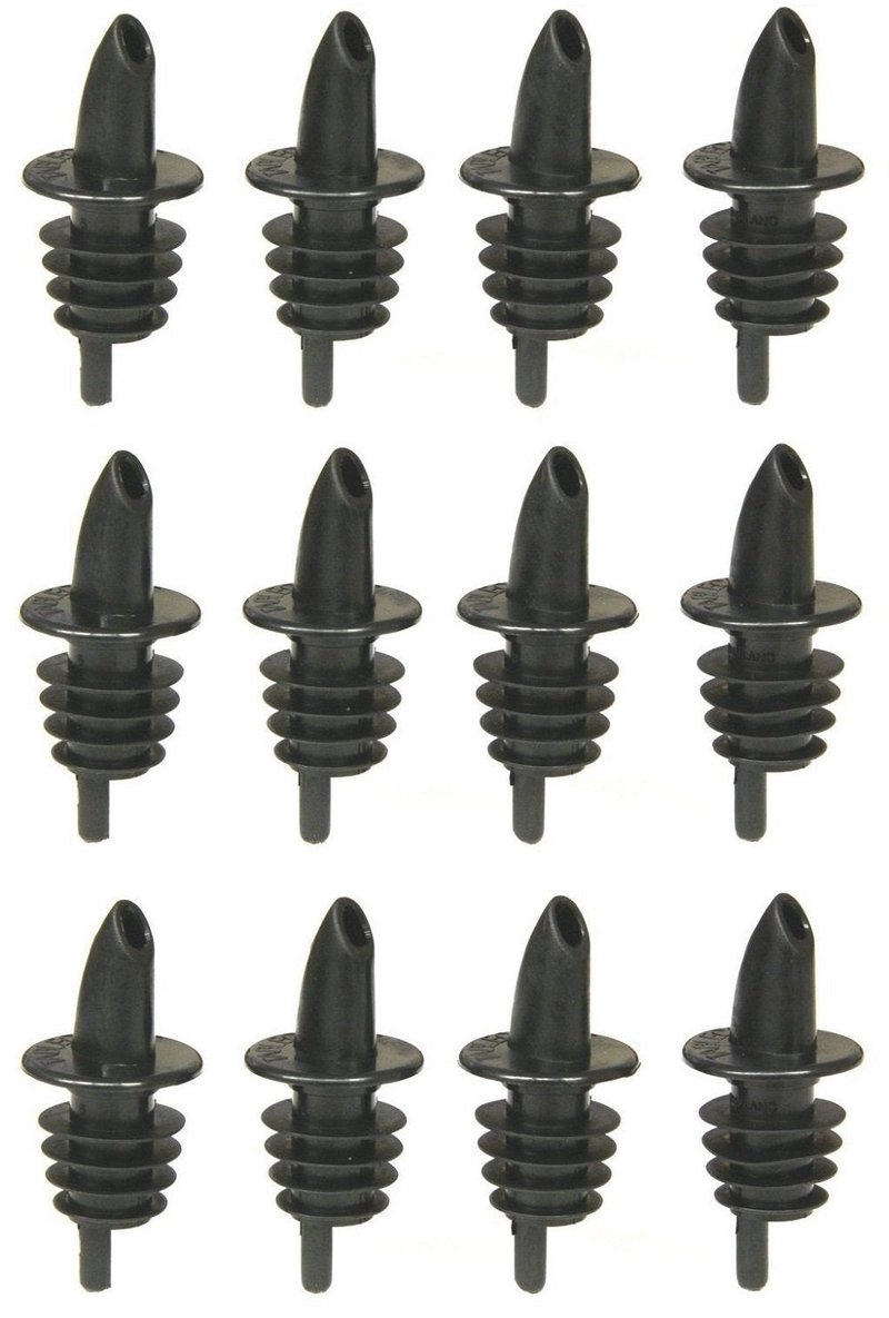 Tablecraft Free Flow Pourers, 2.5 x 1.25 Inch, 12 Count, Black