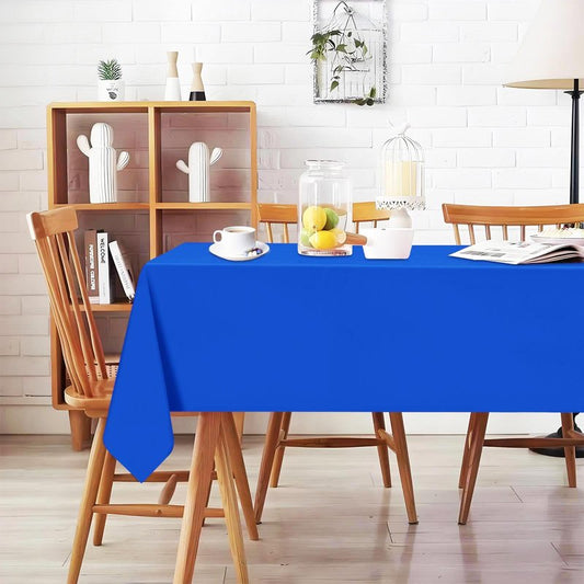 PUSAEN 2 Pack Royal Blue Plastic Table Cloth Disposable Rectangle Tablecloth 54 x 108 Inch, Royal Blue Plastic Table Covers for Birthday Wedding Banquet Picnic Holiday Party Decorations