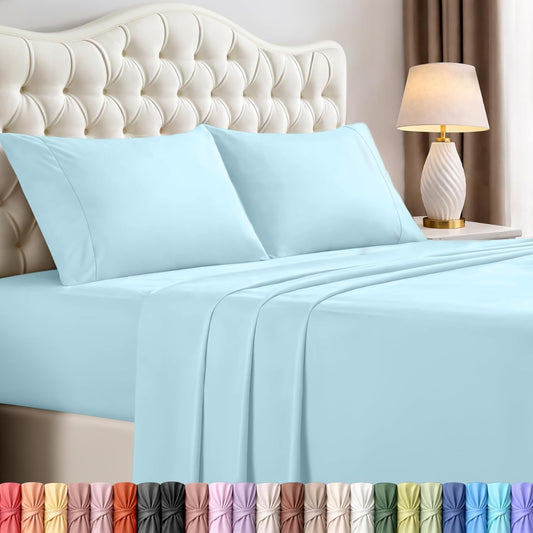 Utopia Bedding King Size Sheet Set - Soft, Breathable Microfiber | 4-Piece in Ice Blue