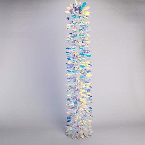 Iridescent Hanging Decorations Garland, 6ft Long Roll Shiny Foil Metallic Banner for Christmas, Bridal Shower, Wedding, Birthday, Frozen Theme Party, Fairy Princess Rainbow Show Decoration