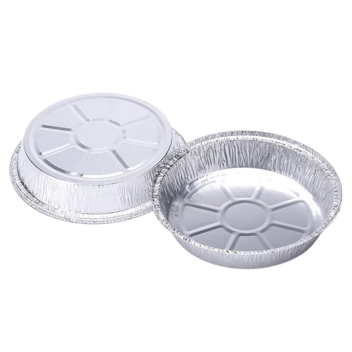 WHDepot 8'' Inch Round Tin Foil Pans Disposable Aluminum Pans with Clear Lids (30 Pack), Freezer & Oven Safe - For Baking, Cooking, Storage, Roasting, & Reheating, Recyclable, Pack of 30