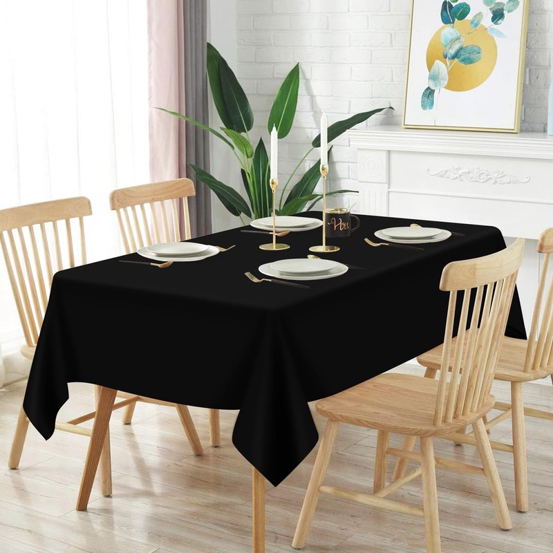 Mulbozy 2 Pcs Black Plastic Tablecloth for Rectangle Table, 54 × 108 inches Disposable Black Party Table Covers for Birthday, Wedding, Baby Shower, Holdiay Party Decoration
