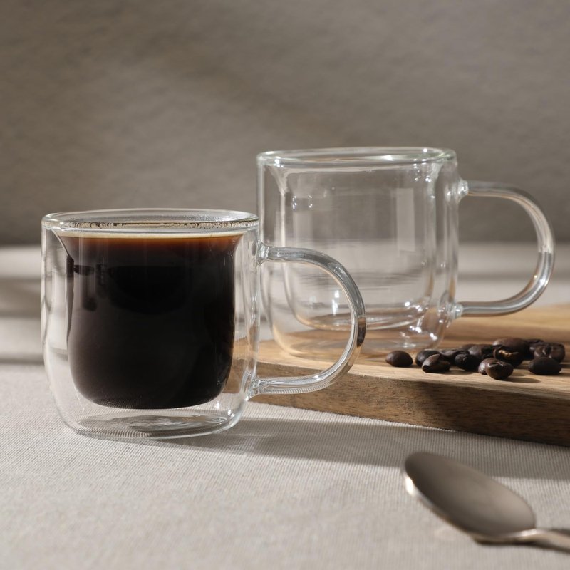 Mr. Coffee Salon Espresso 3 OZ Double Wall Insulated Glasses Mugs (Set of 2)