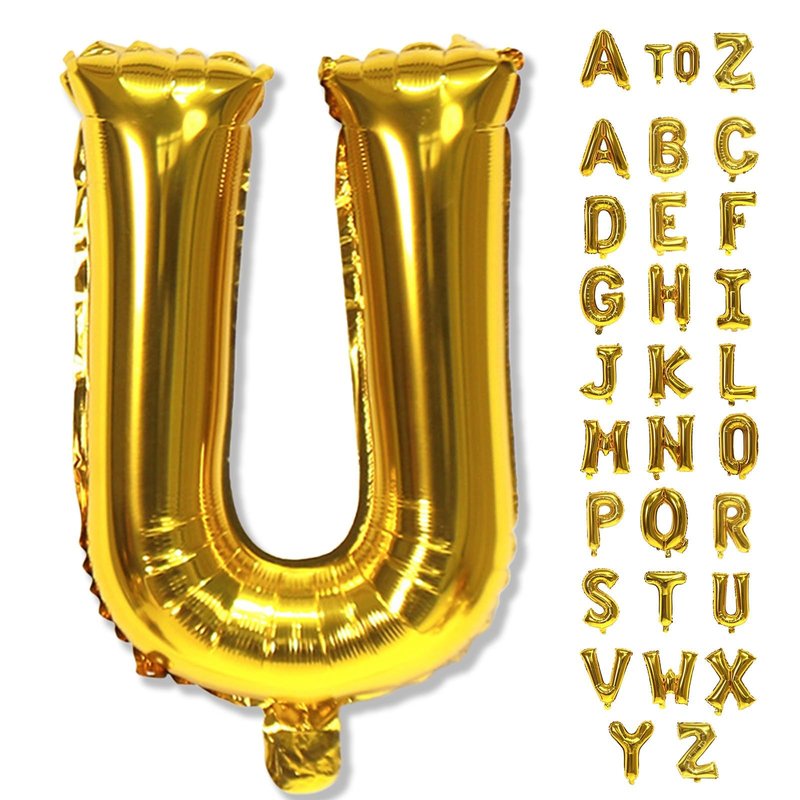Large Custom Balloon Letters U, 40 Inch Helium Alphabet Word Balloons Decor, Big Self Inflating Foil A-Z Gold Letter Name Balloons for Boys Women Birthday Anniversary Party Decorations Supplies