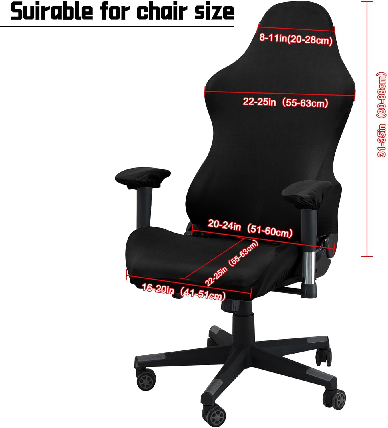 BIETYONE Gaming Chair Cover - Stretchable Ergonomic Slipcover for Cat Scratch Protection | Black