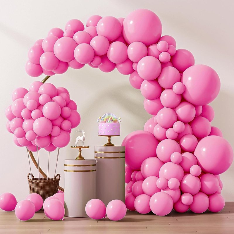 RUBFAC 129pcs Pink Balloons Different Sizes 18 12 10 5 Inches for Garland Arch, Pink Balloon for Mother's Day Valentine's Day Birthday Baby Shower Gender Reveal Wedding Party Decoration