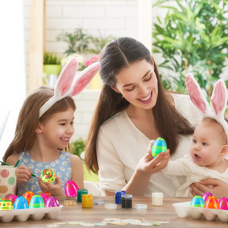 RoundFunny 72 Pcs Fillable Easter Eggs Empty Plastic Eggs Bright Basket Stuffers Easter Hunt Game Party Favor Boys Girls Classroom Toys Stuffers (3'')