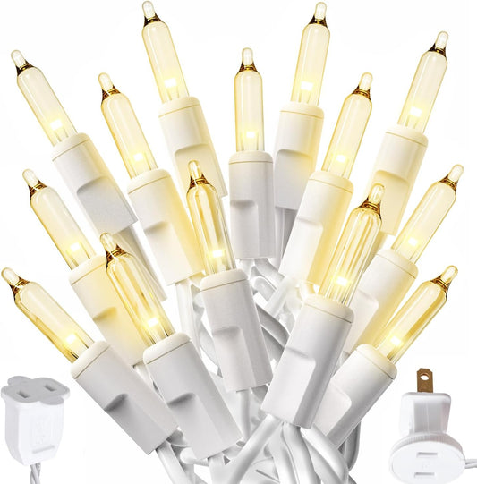 PREXTEX 100-Count Ultra Bright Christmas Lights - 20 ft Clear String Lights on White Wire for Indoor/Outdoor Decor