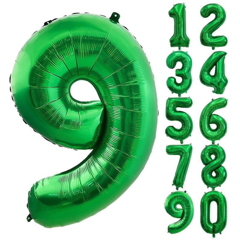 Number Balloons Green Party Balloon - Giant Number 9 Balloon, 40 Inch Large Balloon for St. Patrick's Day Games Theme Birthday Decoration, Girls Boys Party Supplies