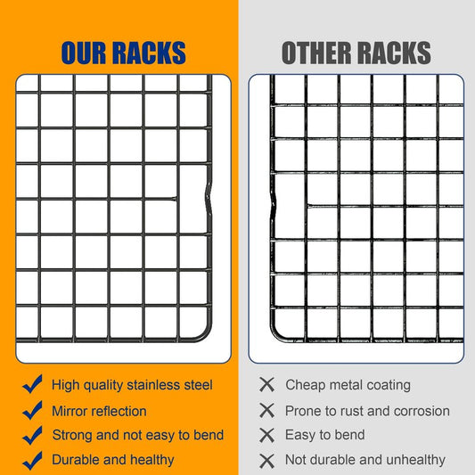 2PCS Cooling Racks for Cooking and Baking - 10" x 16"Heavy Duty Stainless Steel Wire Rack for Baking, Grilling, Roasting - Oven & Dishwasher Safe - Fits Half Sheet Pan（Black）