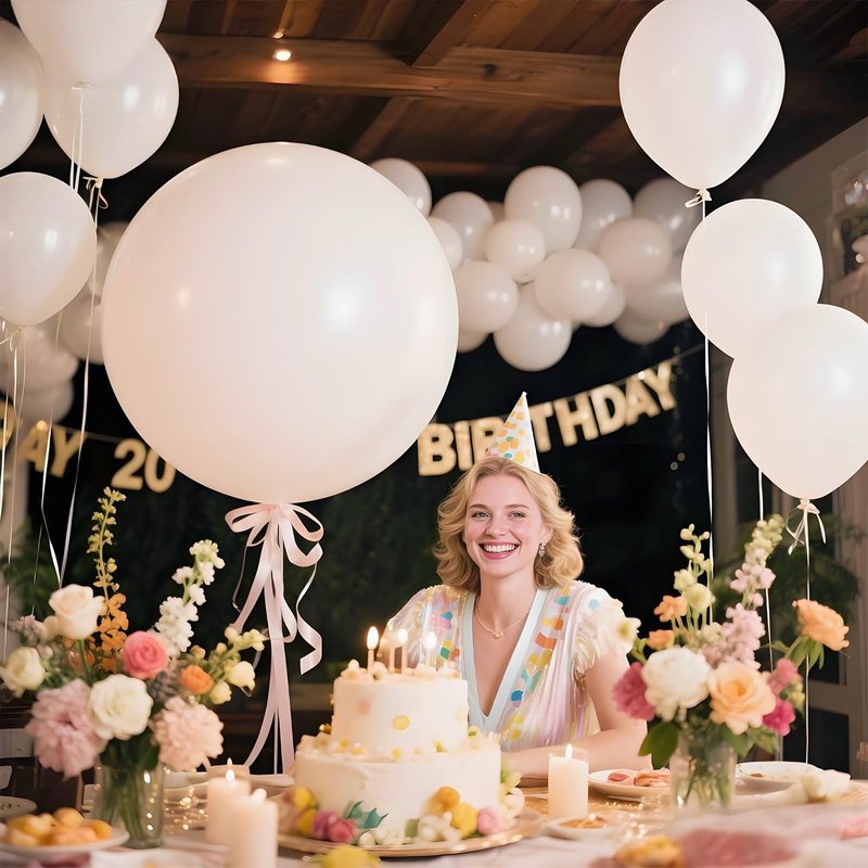 LEEZZIZZ White Giant Balloons 36 Inch, Large Latex Balloons, 9 Pcs Jumbo Balloons Bluk for Kid's Party Wedding Birthday Supply Decorations.