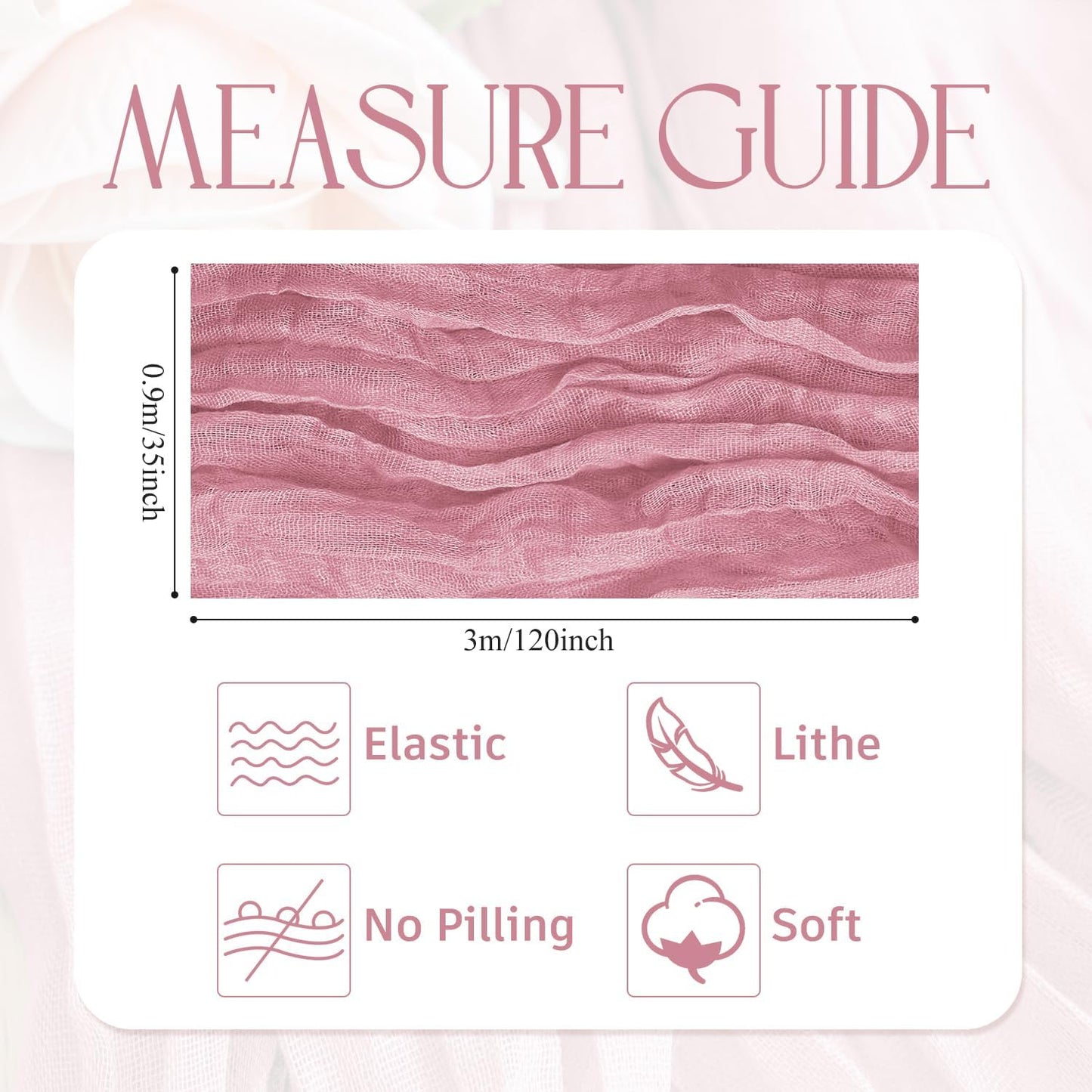 Wokceer Cheesecloth Table Runner - 10FT Pink Boho Gauze for Rustic Party & Wedding Decor | 6-Pack