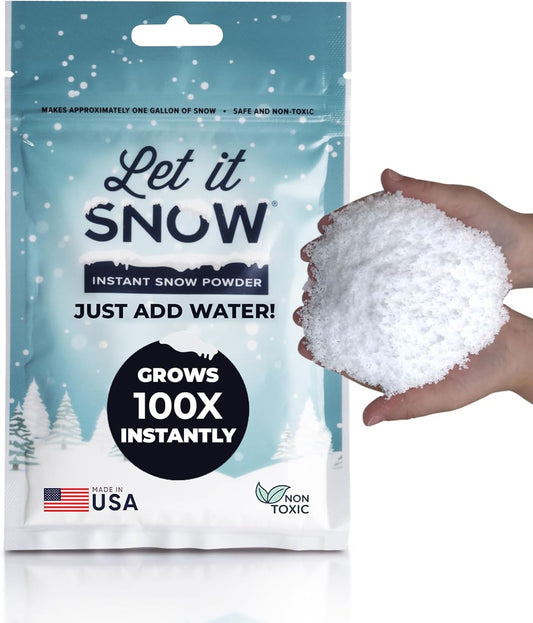 Let It Snow Instant Fake Snow Powder - Safe & Easy Artificial Snow for Holiday Decor | 1 Pack Makes 1 Gallon