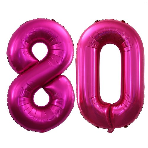 GOER Number 80 Balloons for 80th Birthday Party Decorations,42 Inch Jumbo Foil Helium Balloons for 80th Anniversary (Bright Peach)