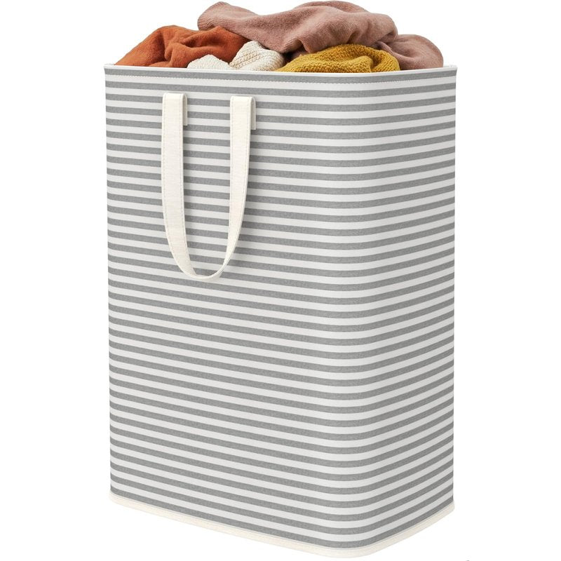 Lifewit 1 Pack Laundry Basket 65L Each, Collapsible Clothes Hamper with Reinforced Handles, Freestanding Waterproof Design for Bedroom and Laundry Room, Grey 65L Total