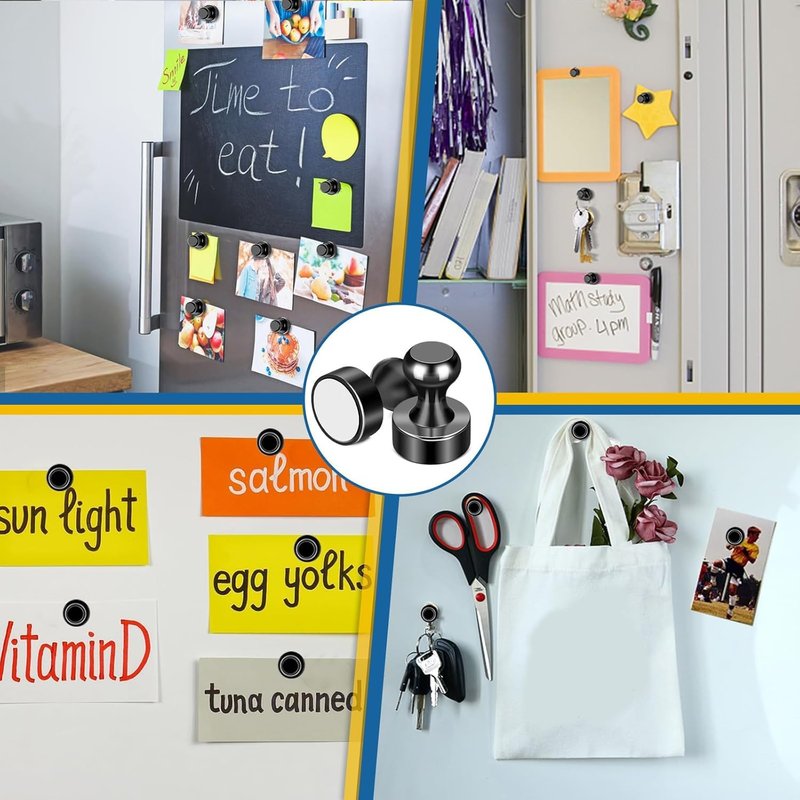 LOVIMAG Fridge Magnets 28Pcs Refrigerator Whiteboard Small Strong Magnet Classroom Kitchen Accessories Decorative Locker Set Decor Must Haves Office Calendar Refrigerador Magnetic Cute Crafts Black