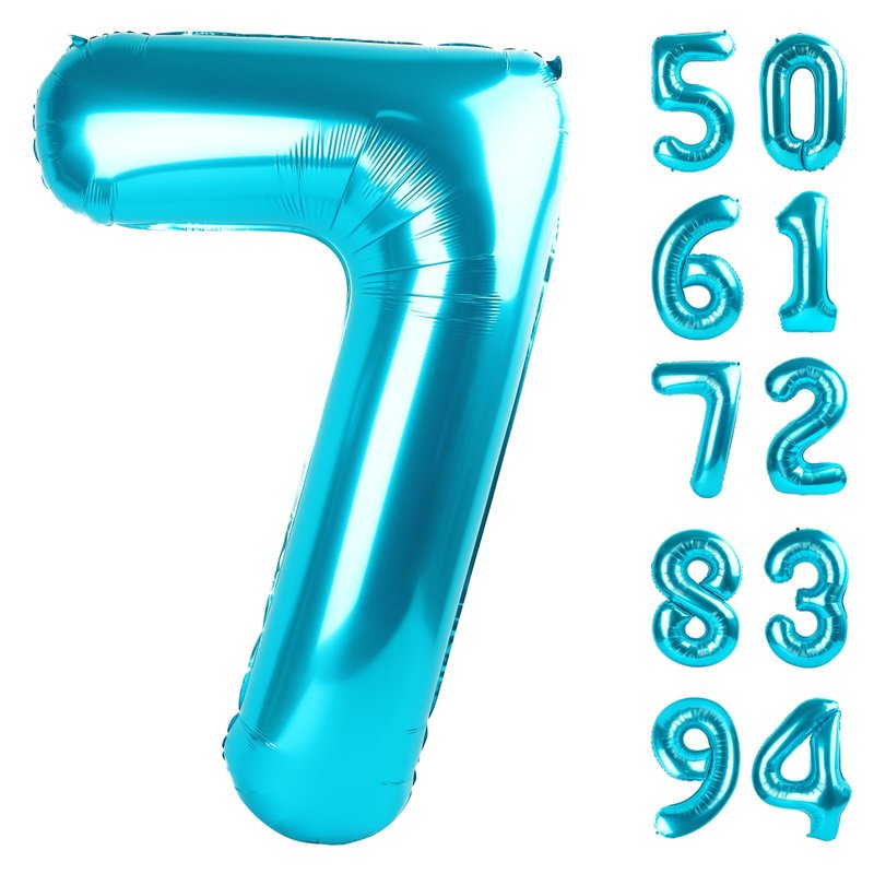 7 Balloon, Blue Number Balloons 40 Inch, 7th Birthday Decorations for Kids Girls Boys, Blue Party Decoration for Women Men, Number 7 Balloon