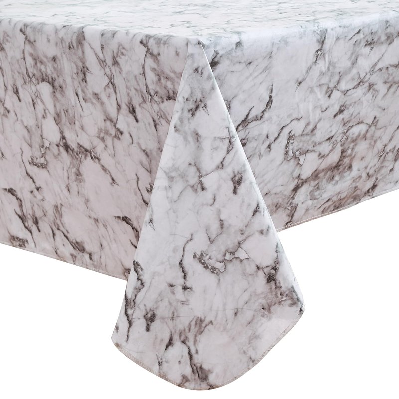 Walrus Heavy Duty Vinyl Tablecloth with Flannel Backing Waterproof Oil-Proof Plastic Table Cloth Stain-Resistant Wipeable Rectangle or Square Table Cover for Indoor and Outdoor (Marble, 60X102 Inch)