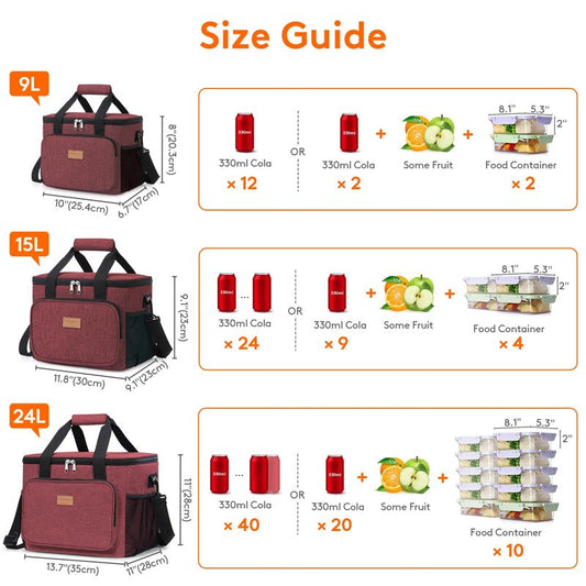 Lifewit Medium Lunch Bag, Insulated Lunch Box, Soft Cooler Cooling Tote for Adult Men Women, Burgundy 12-Can (9L)