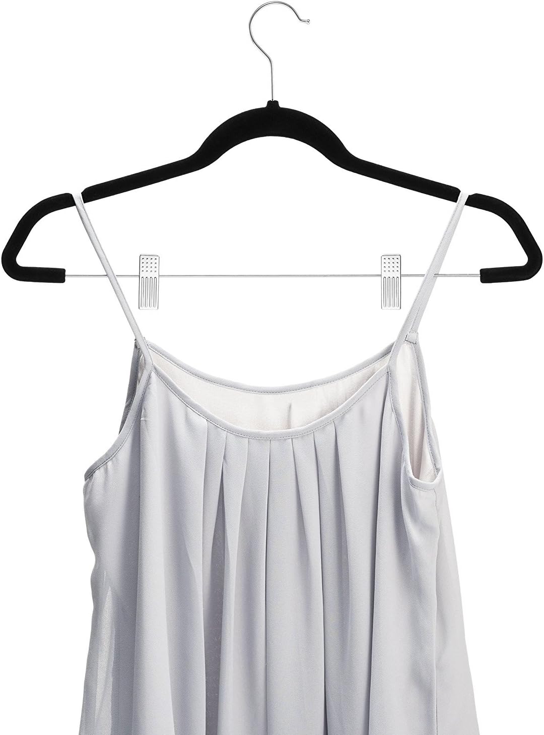 Zober Velvet Hangers - 20 Pack Metal Clip Hangers for Pants, Skirts & Dresses with 360° Hook