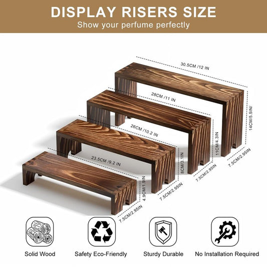 2 Set Wooden Tiered Risers Display Stands for Vendor Events,Stackable Wooden Cupcake Display Stand,Farmhouse Decor Wood Dessert Table Display Set,Vendor Booth Display Items,Food Display Risers for Party（12-11.2-10.4-9.6IN）