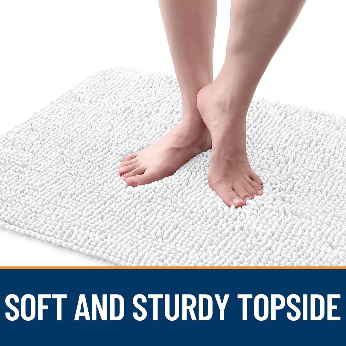 OLANLY Dog Door Mat - Absorbent Non-Slip Chenille Mat for Muddy Paws | 45x27 Inches, Quick Dry, White