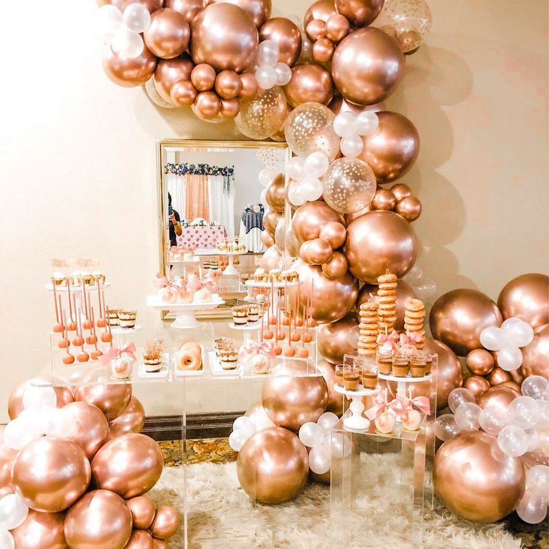 PartyWoo Metallic Rose Gold Balloons, 50 pcs 5 Inch Rose Gold Metallic Balloons, Rose Gold Balloons for Balloon Garland or Arch as Bachelorette Party Decorations, Wedding Decorations, Rose Gold-G107