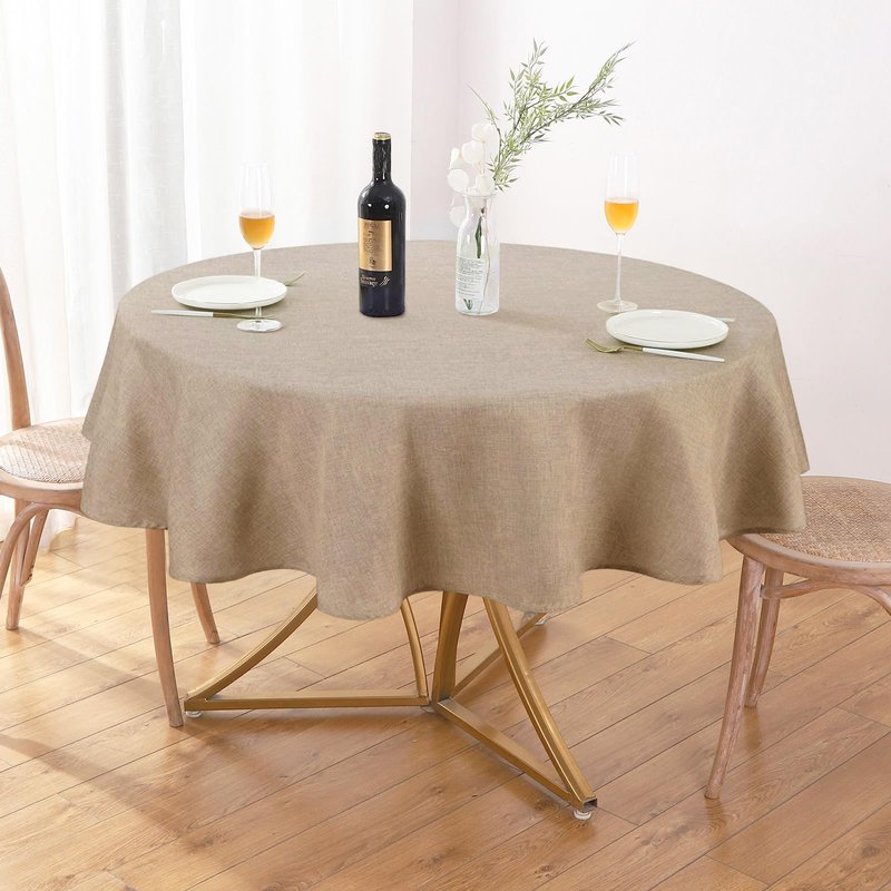 AUSSPVOCT Textured Linen 54 Inch Round Tablecloth Up to 36'' Tables, Waterproof Spill-Proof Fall Table Cloth Wrinkle Free Circle Dining Tablecover for Birthday Farmhouse Easter Holiday Party Decor