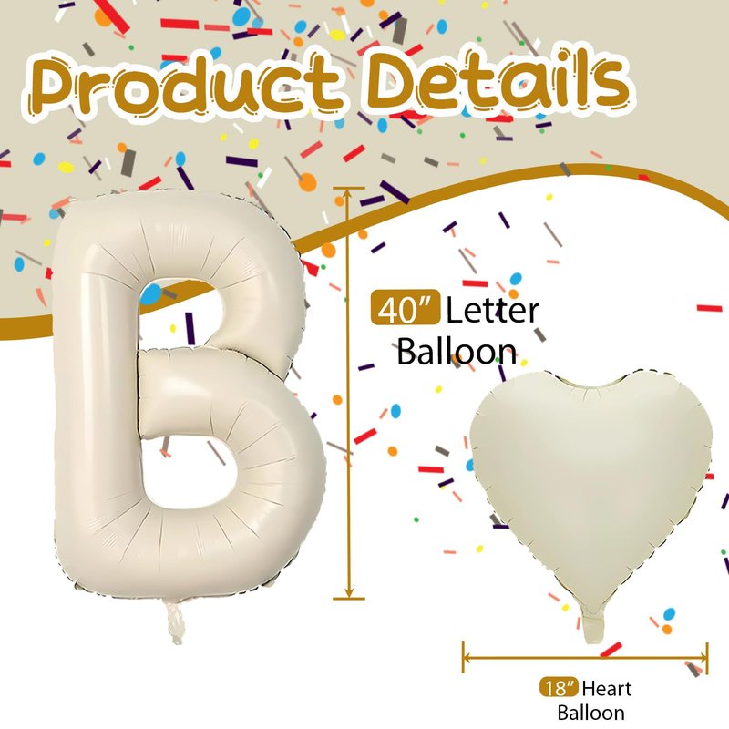 Baby Shower Decorations 8 Set 40 Inch OH BABY Letter Heart Balloons Giant Ice Cream White Foil Balloon Alphabet Banner for Gender Reveal Boho Decor Boy and Girl Neutral Ivory Backdrop Party Decoration